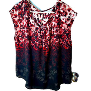 Northern Reflections Red Floral Blouse Size XL